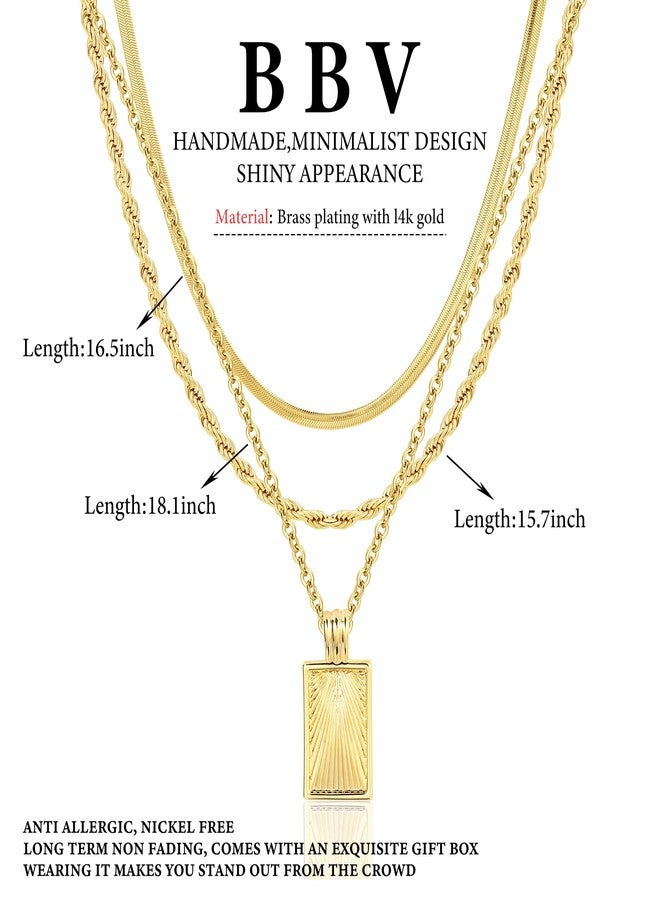 BBV Layered Gold Necklaces for Women Stackable Dainty 14K Gold Plated Silver Chain Necklace Layering Cute Fashion Pendant Choker Necklaces Trendy Jewelry Set Gifts for Women (Rope twist snake chain O-ring chain texture, golden) - Image 4
